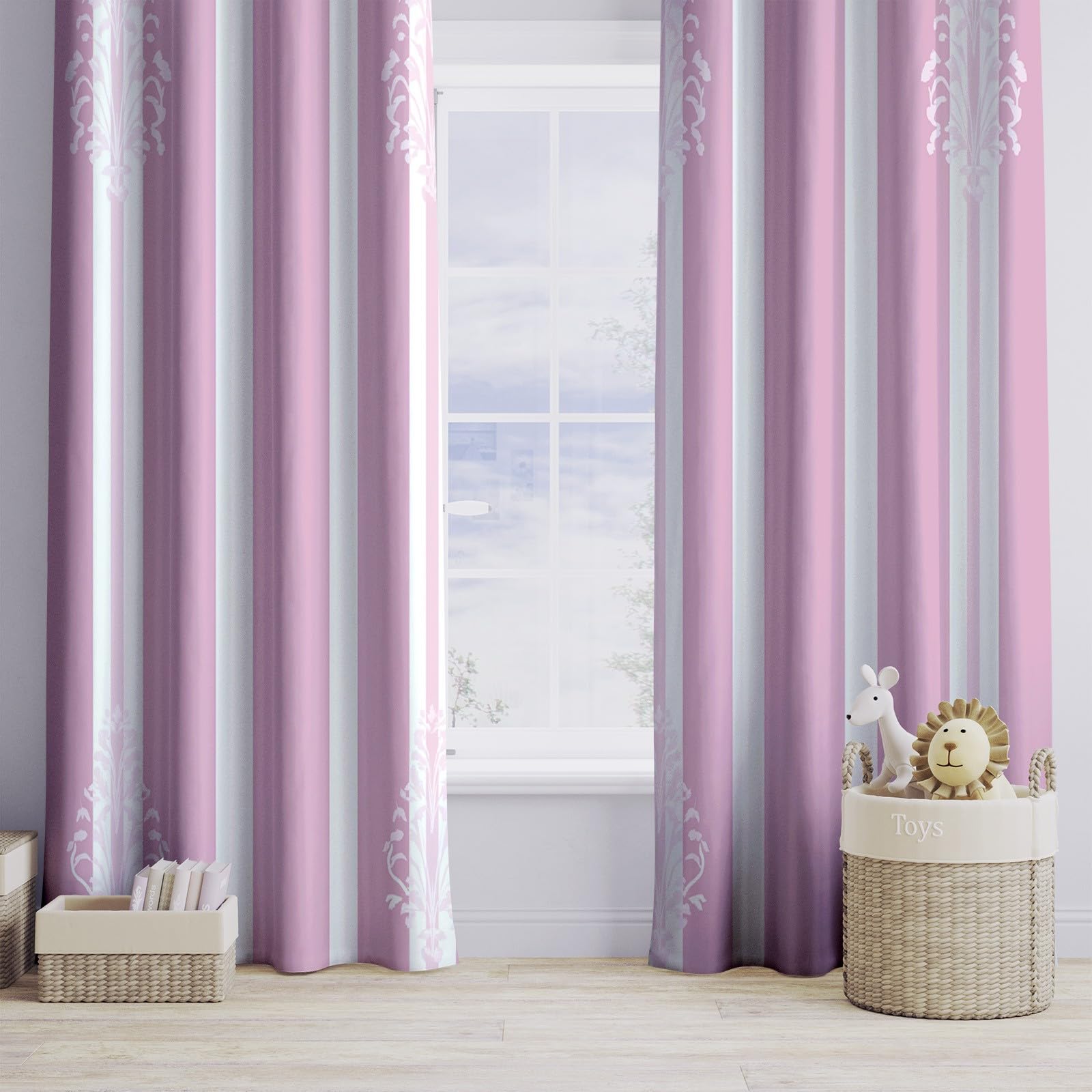 Białe pionowe paski zasłona zaciemniająca - izolowane termicznie zasłony odporne na zimno anty UV 2 sztuki 140 x 245 cm (szer. x wys.) fioletowe nieprzezroczyste zasłony z oczkami do