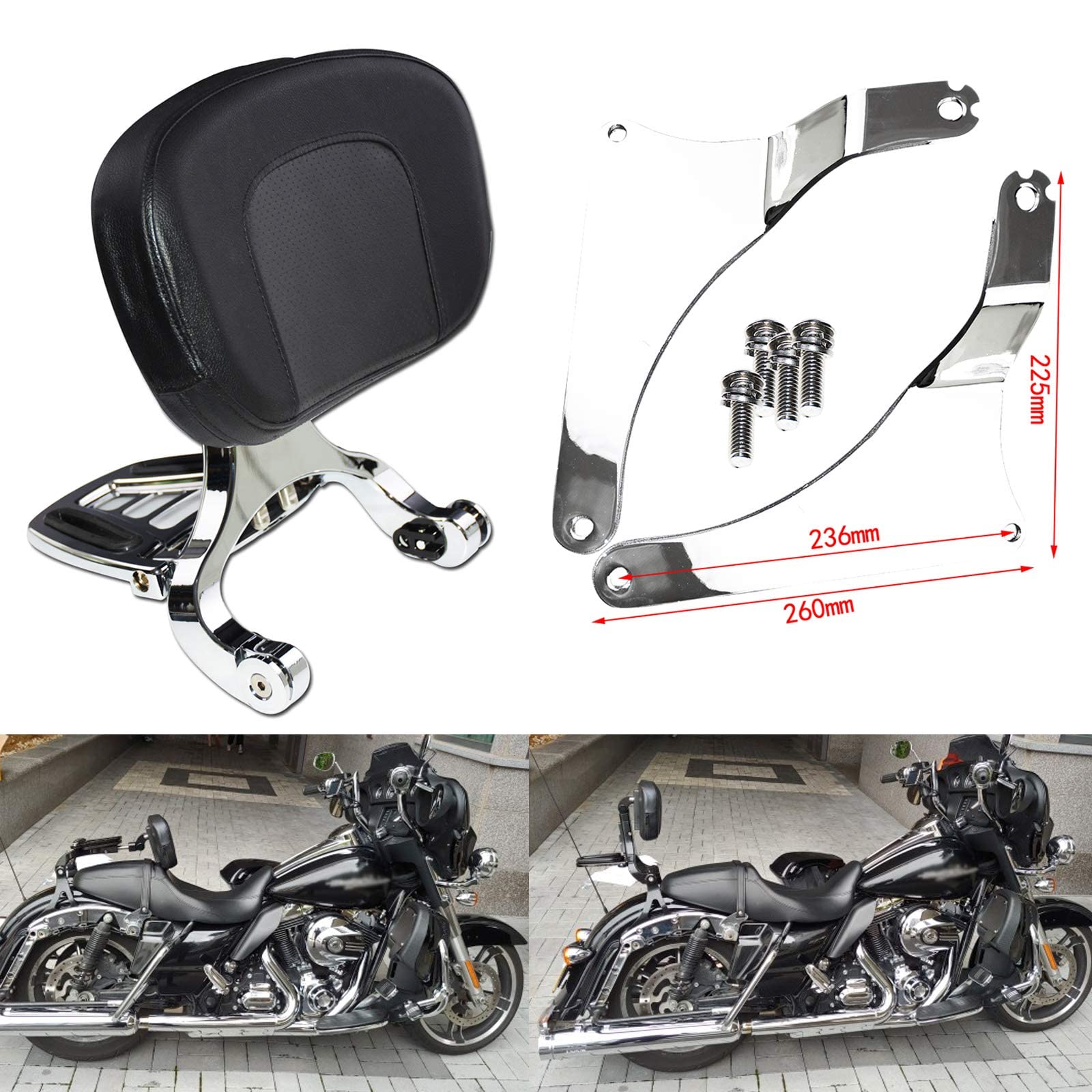 Amazon | HDBUBALUS バイク ドライバー パッセンジャー バックレスト 