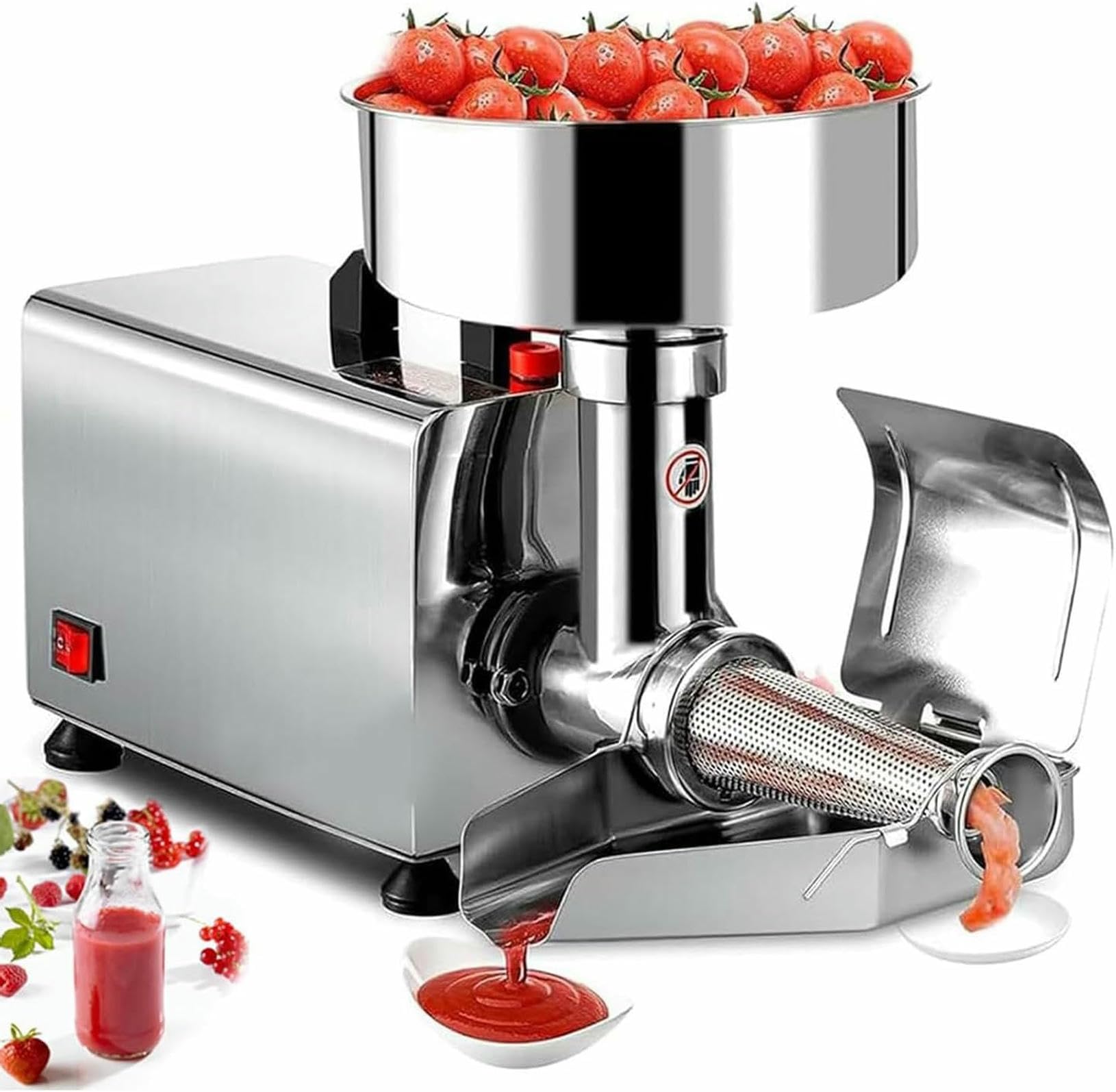 MYUYEE Electric Tomato Strainer Machine, Commercial Juicer Jam Maker, Stainless Steel Food Strainer Sauce Maker Machine for Tomato Strawberry Blueberry Sauce