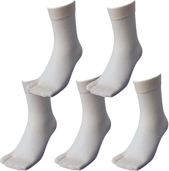 Amazon 774 靴下 メンズ 2本指 爽やかメッシュ国産軍足 日本製5足組指付24 5 27cm 生成り 国産高級綿糸のメッシュで通気性バツグン 靴下 レッグウェア 通販