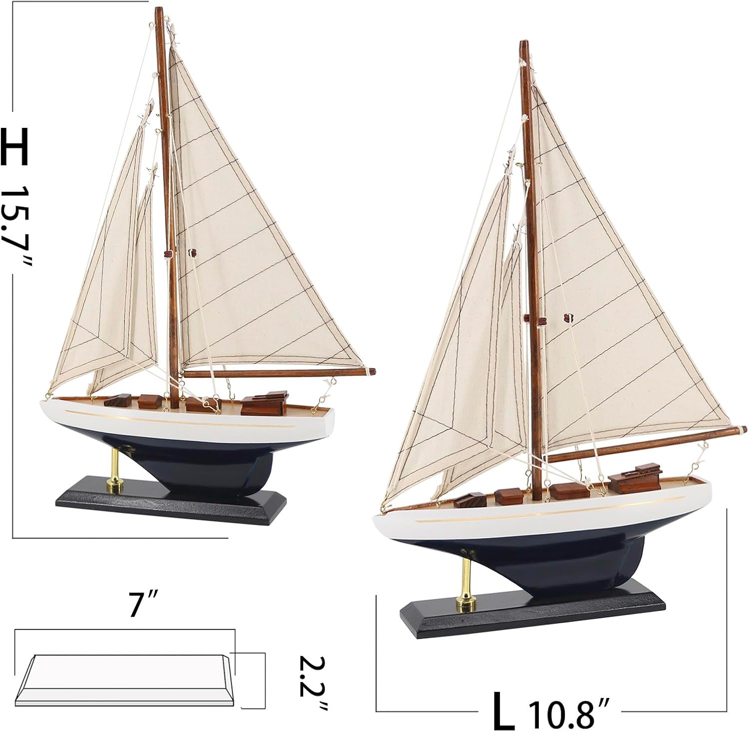NAUTIMALL 16" Wooden Sailboat Decor Classic Columbia America's Cup Ship Model Nautical Yacht Gift for Son (SB28-BlueWhite)