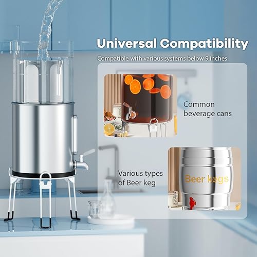Miniatura 7 de Purewell Soporte de filtro de agua desmontable de acero inoxidable con patas antideslizantes de goma soporte a juego para sistema de filtro de agua