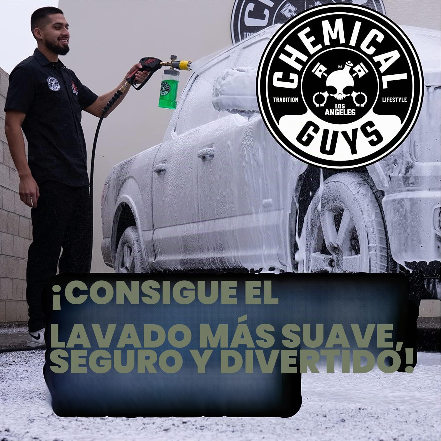 Chemical Guys EQP324 Cañón de Espuma de liberación máxima de Boca Grande (Lavado de Coche, Lavado de casa y Barco cañón de Espuma Que se Conecta a tu Lavadora a presión) Botella de 34 onzas