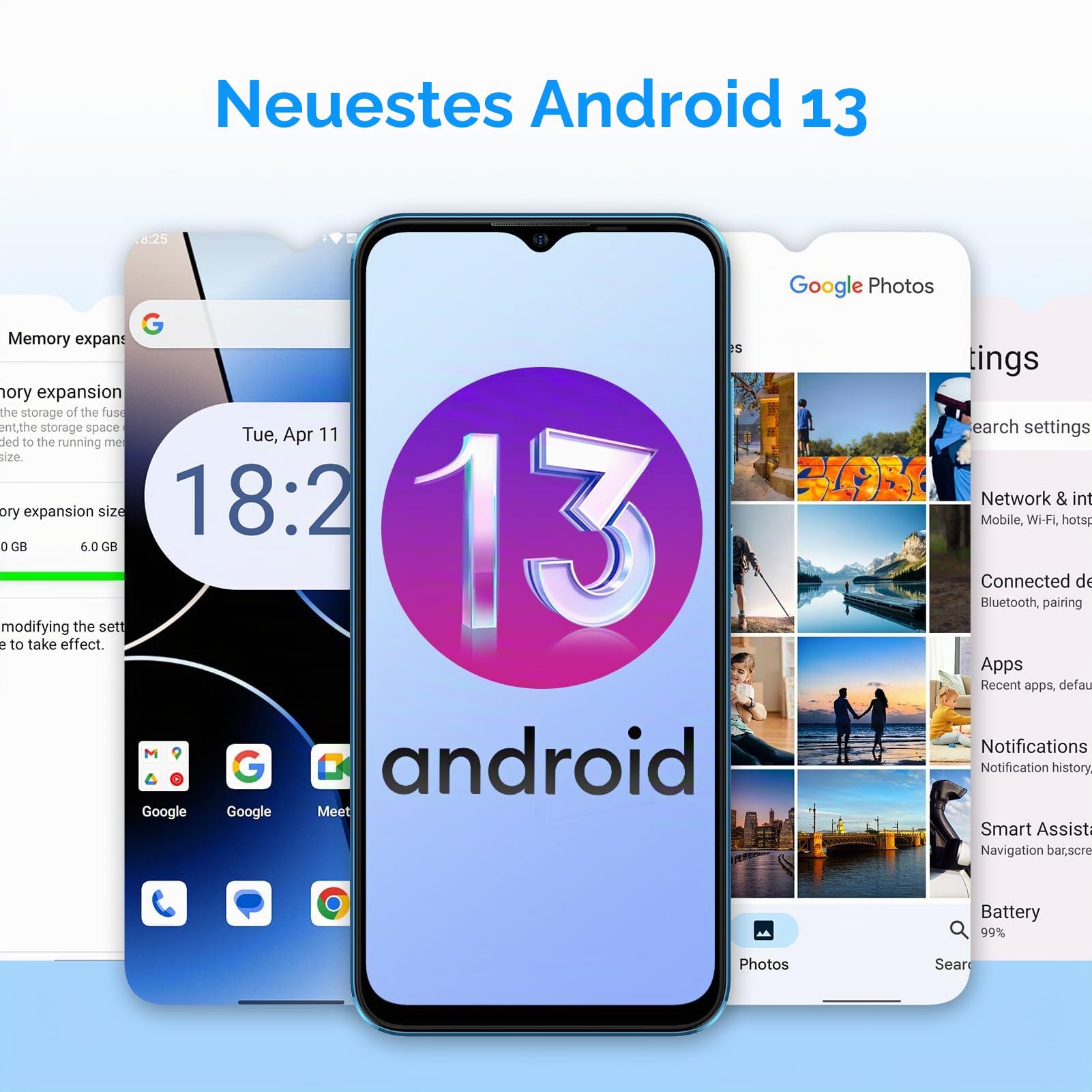 Ulefone Note 16 Pro Android 13 Handy, 12GB+128GB/SD-256GB, 6.52" HD+5G WiFi, 50MP+8MP Dual Kamera 4400mAh Smartphone, Dual SIM 4G Smartphone Ohne Vertrag, Face ID/GPS/OTG/Blau