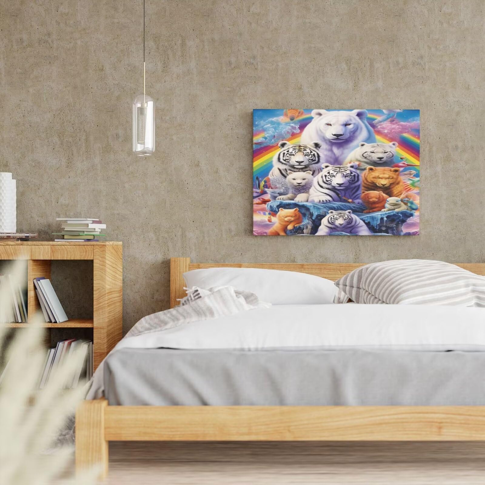 Kit per pittura con numeri per adulti, pittura arcobaleno con numeri per principianti, pittura acrilica con 6 pennelli, pittura ad olio per decorazione da parete (90 x 65 cm, senza cornice) MK58