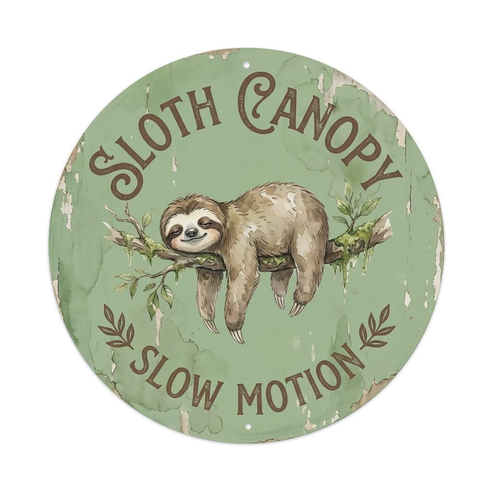 Cxhjca 8X8inch(20X20cm) Sloth Canopy Slow Motion Metal Tin Sign