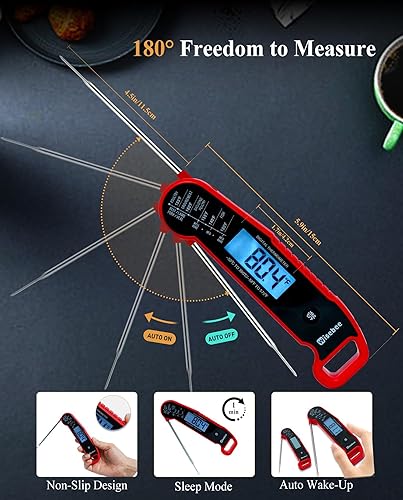 Miniatura 3 de Wisebee Termómetro digital para carne, 0.5 segundos, lectura instantánea, impermeable, termómetro de alimentos con pantalla retroiluminada de