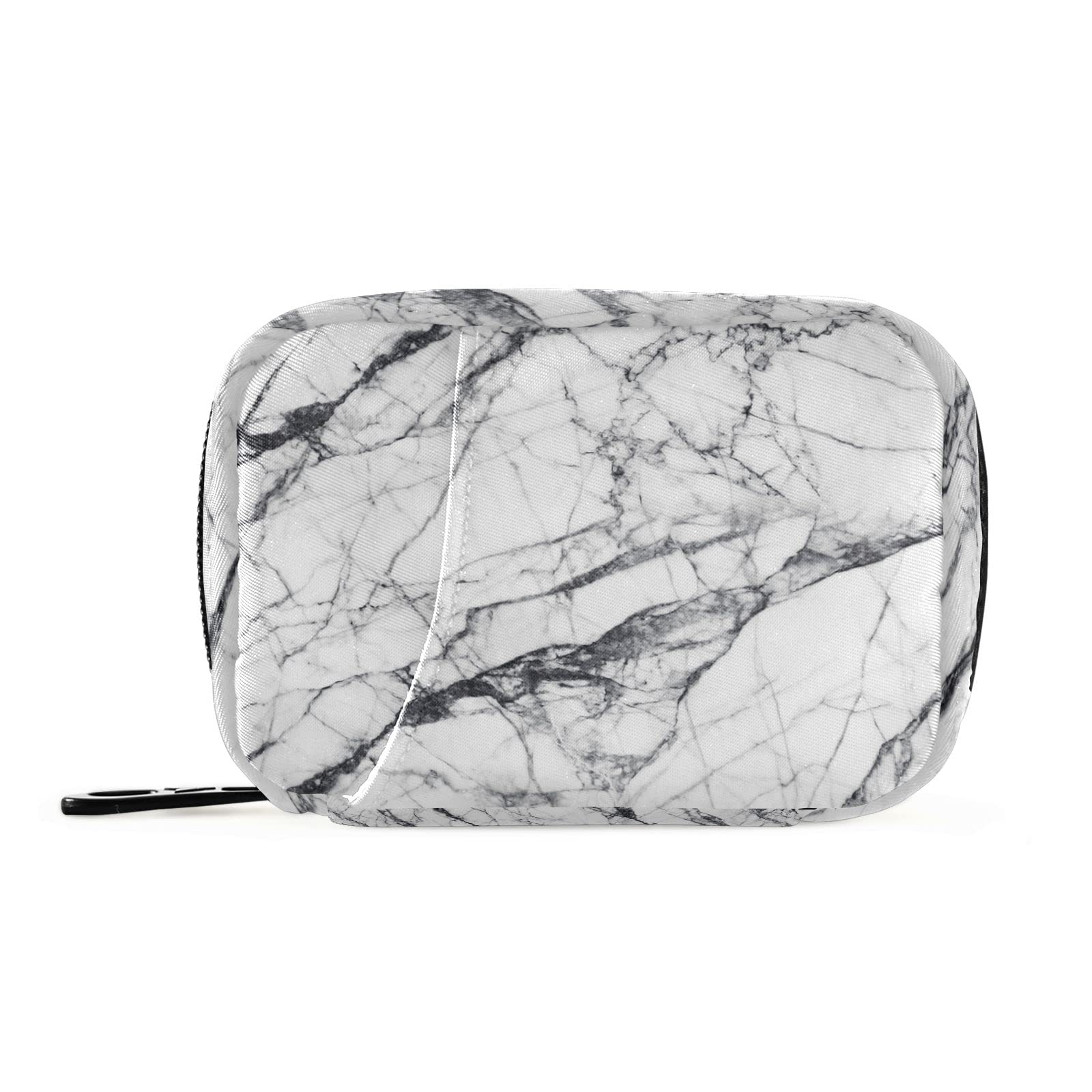 Ollabaky Marble Pill Case Portable Weekly Pill Box Bag Container 7 Days Pill Organizer Vitamin Supplement Holder with