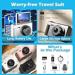5K Digital Camera, 75MP Vlogging Camera with 64GB SD Card, 2.8'' 180° Flip Screen, 18X Digital Zoom, AF Autofocus, Antishake, Flash, Compact Point and Shoot Digital Cameras for Beginners Teens
