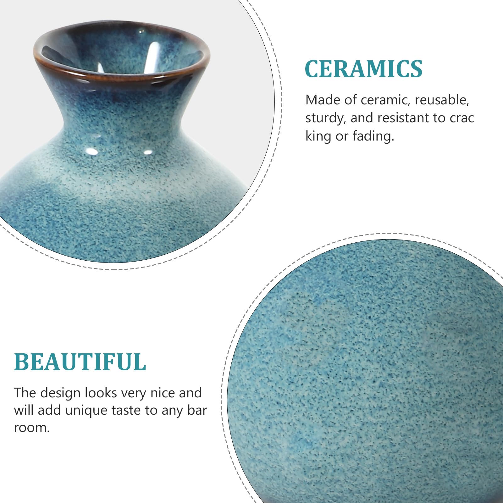 PATKAW Set de Tasses à Saké Vintage et Bouilloire à Saké de Style Japonais en Céramique à Finition Opaline, Sûr à Utiliser, Couleur Aléatoire pour Hôtels et Restaurants
