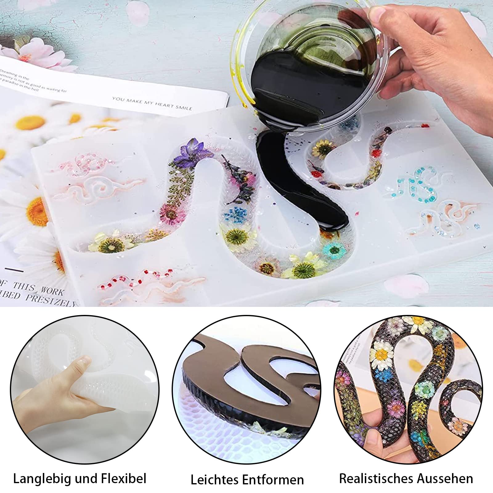 Lot De 4 Moules En Silicone Serpent 3D Pour Bijoux Résine - Création Boucles D'oreilles Et Déco