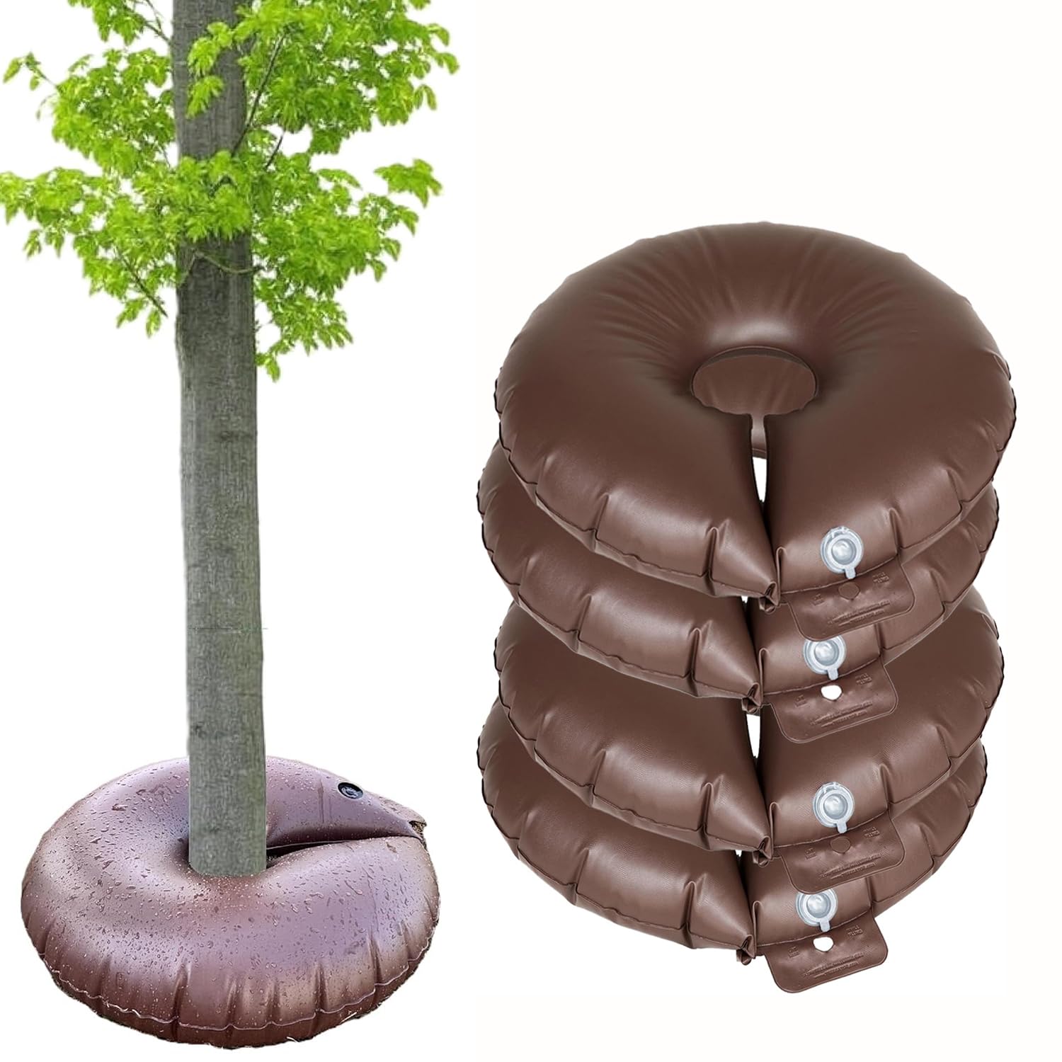 4-Pack 15Gallon Tree Watering Bags/Rings - Deep Root Slow-Release Automatic Drip Irrigation System, Water-Saving Low-Profile Design for Multi-Trunk & Newly Planted Small Trees/Shrubs