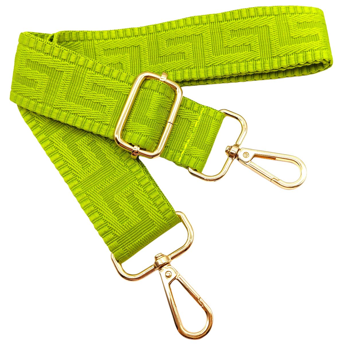 Keriocusi Women's Yellowish Green Adjustable Shoulder Strap For Bags, Bag Straps For Changing, Bag Strap Wide With Carabiner Gold, 80-130 Cm Carry Strap, Bag For Shoulder Strap, Handbag, 3.8 Cm, 1311