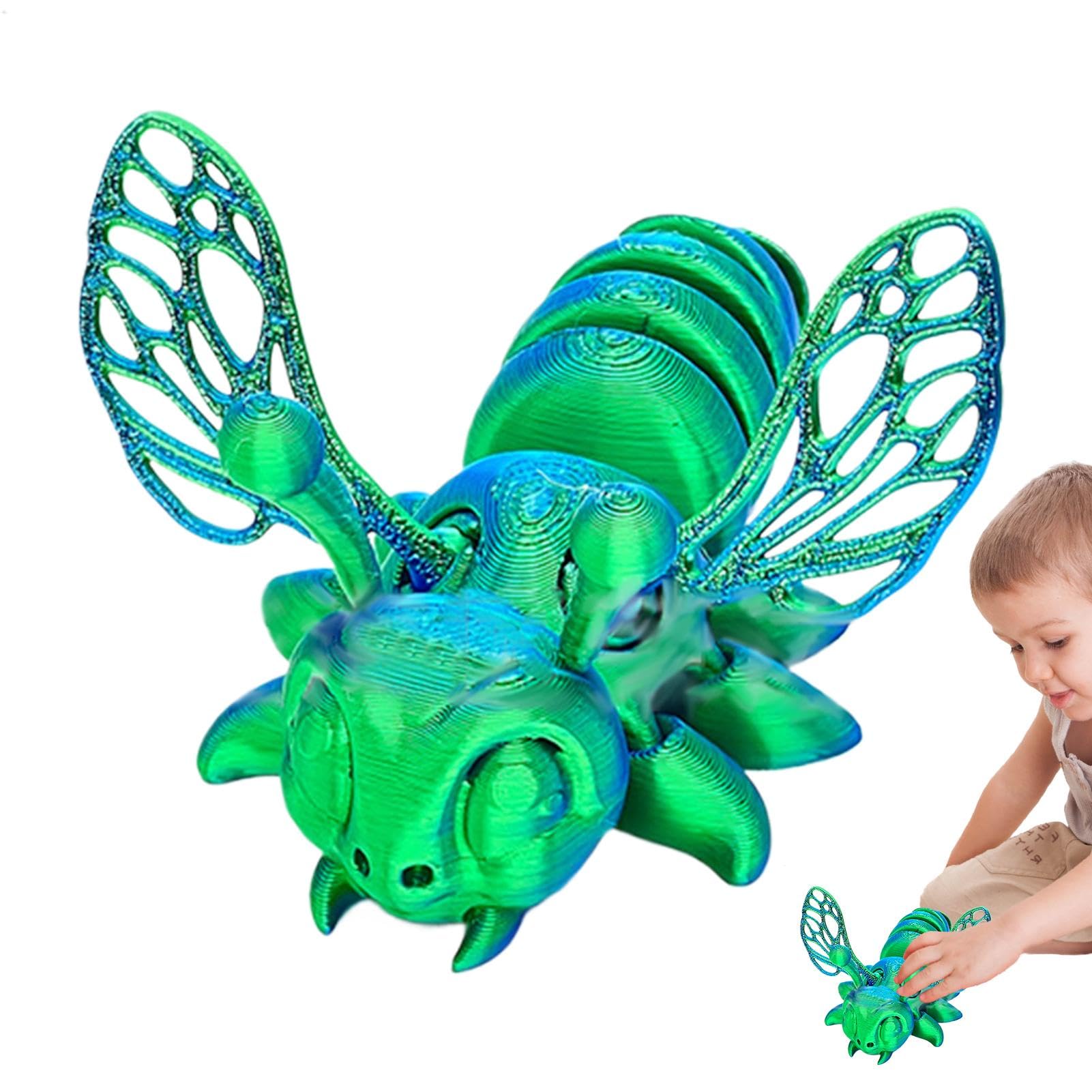 3D-gedruckte Biene - Bewegliche Spielzeug Figur 9x8cm In Rot, Grün