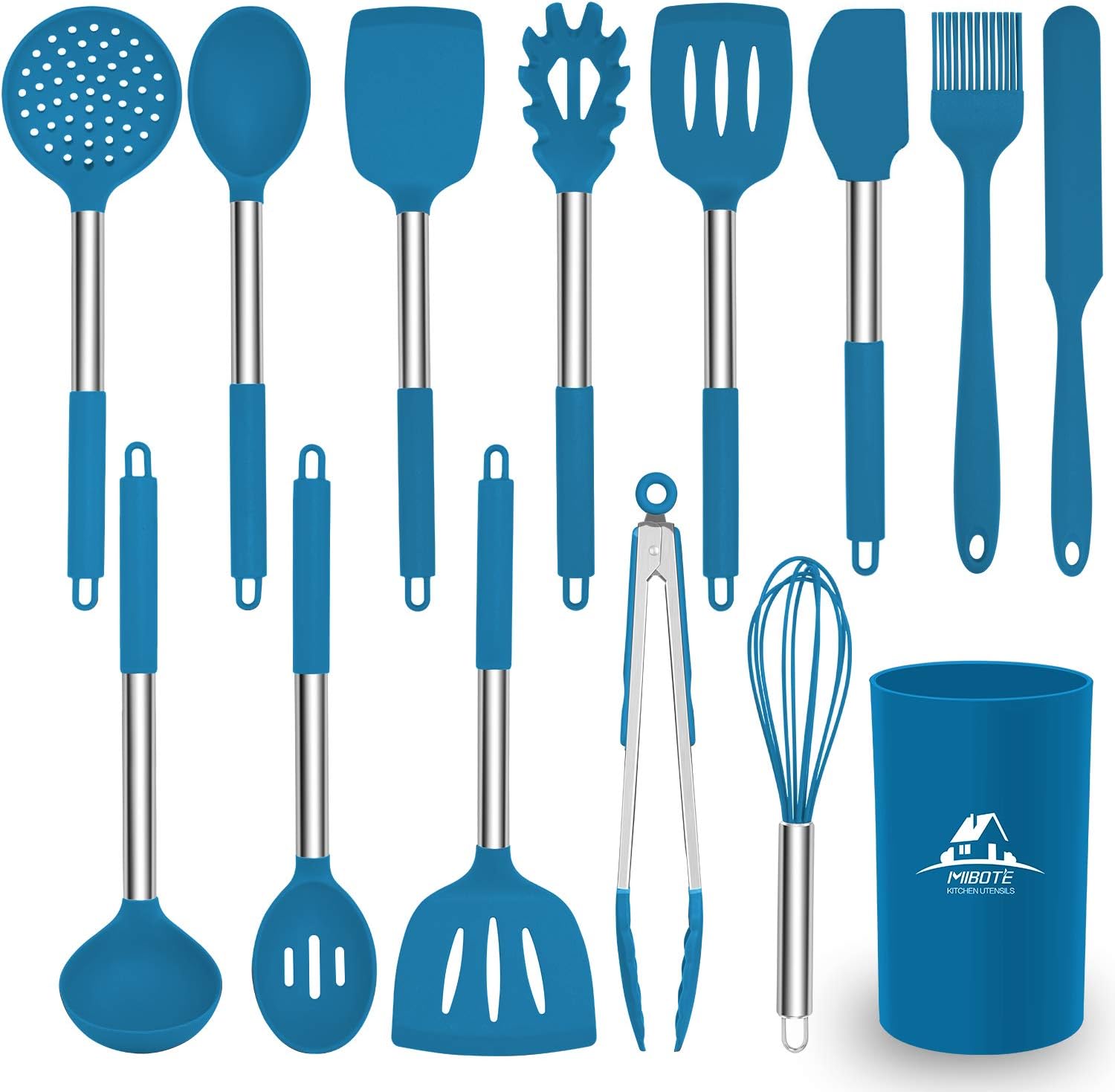 MIBOTE 14 Pcs Silicone Kitchen Utensils Set, Cooking