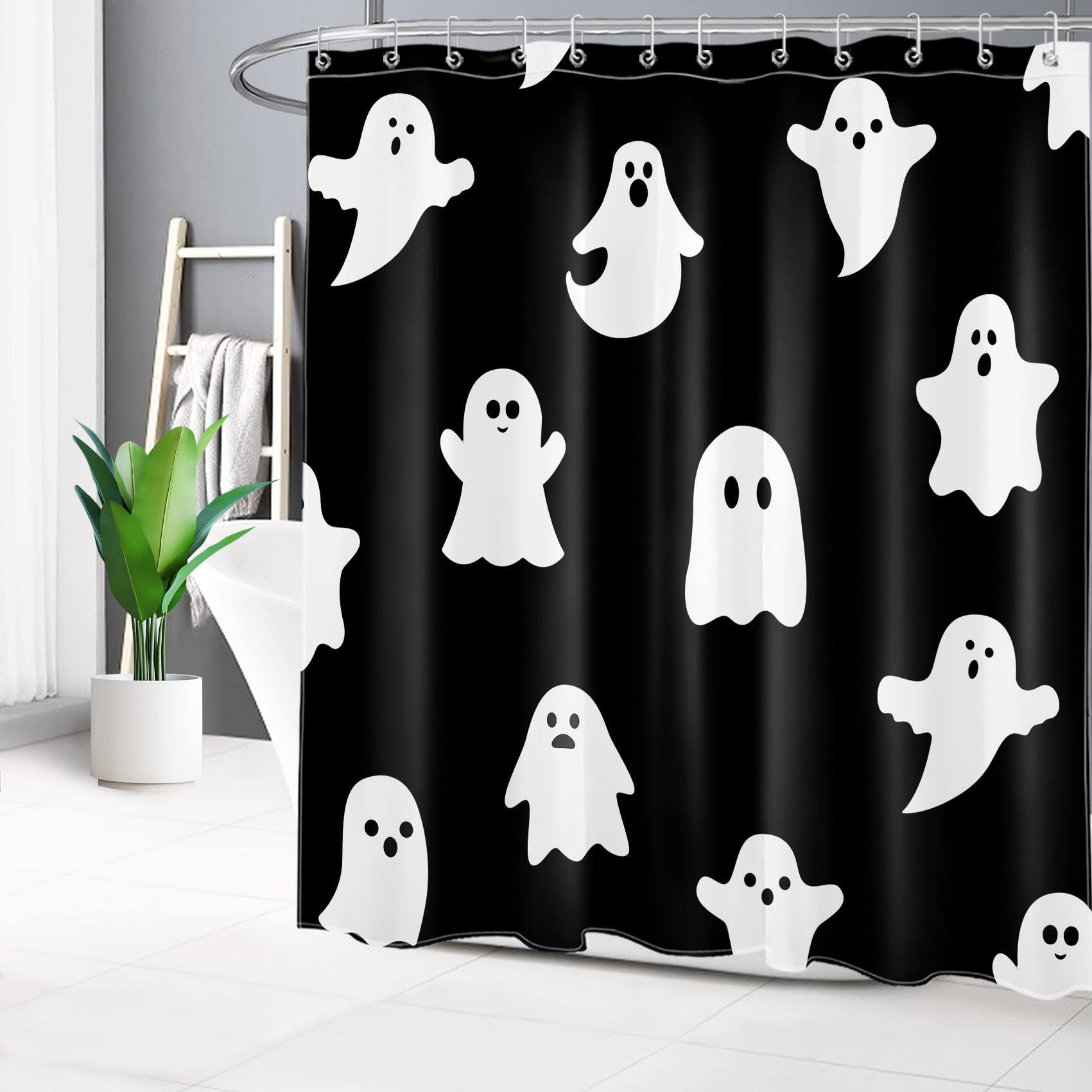 Mocsicka Halloween Duschvorhang – Niedliche Geist Produktbild-Vorschau 5