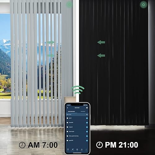 Miniatura 2 de Yoolax Persiana vertical motorizada funciona con Alexa, persianas inteligentes de filtrado de luz con control remoto, tamaño personalizado, persiana