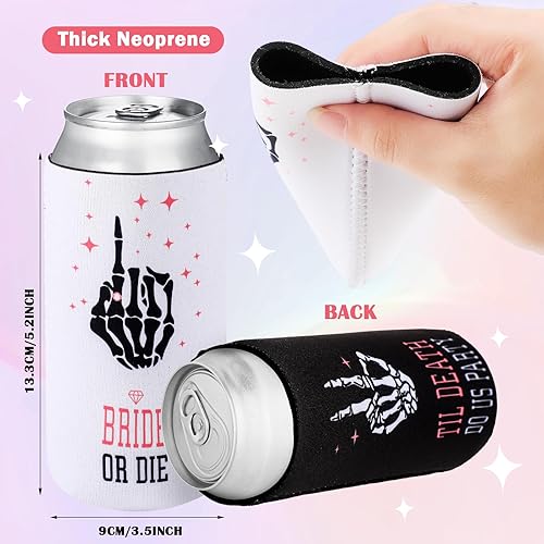 Miniatura 10 de Preboun 16 fundas para latas de cerveza con texto en inglés Let's Go Girl Man I Feel Like a Bride Party, funda delgada para latas de neopreno, con