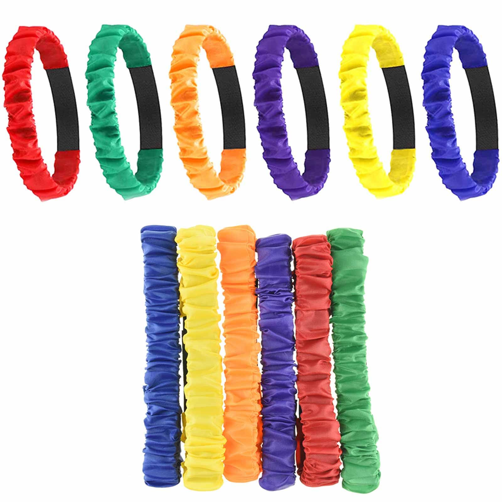 JYTDBCS 6 Legged Race Bands for Adults Kids, Colorful Legged Race Bands Elastic Tie Rope with Magic Adhesives for Relay Race Game, Field Day, Backyard, Team Games