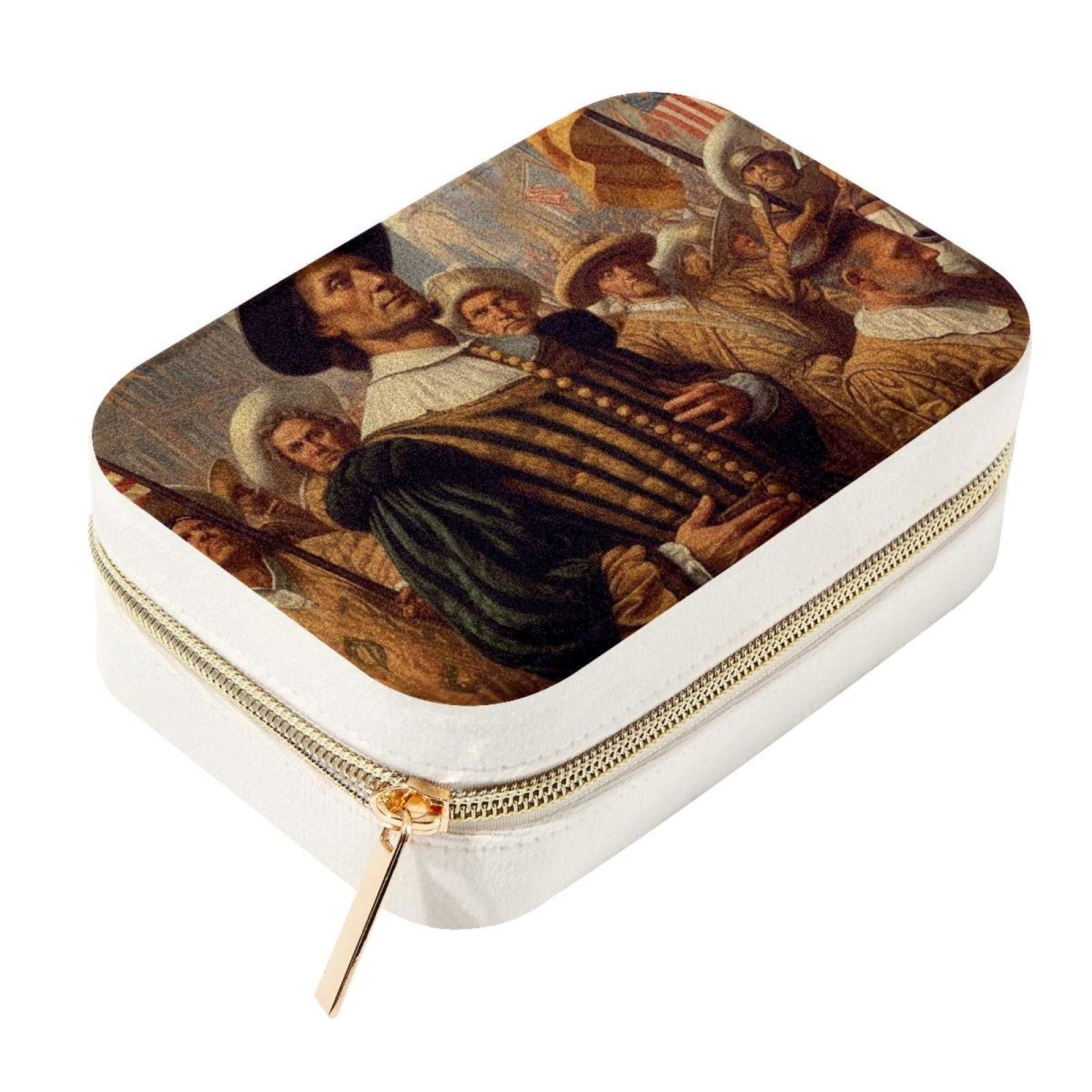 Boîte à bijoux compacte Columbus Day anti-rayures à zip