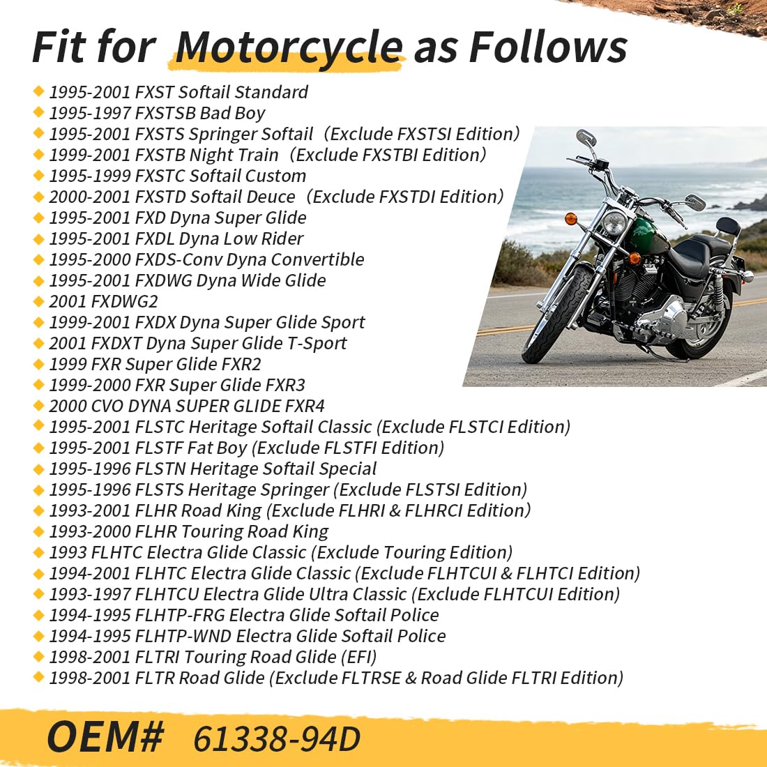 Kraftstoffhahn Petcock 22mm linker Ausgang passend für Harley Softail Custom FXST Dyna Super Glide FXD FXR Heritage Softail FLST FLHR Electra Glide FLHTC Road Glide 1993-2001 Benzinhahn 61338-94D