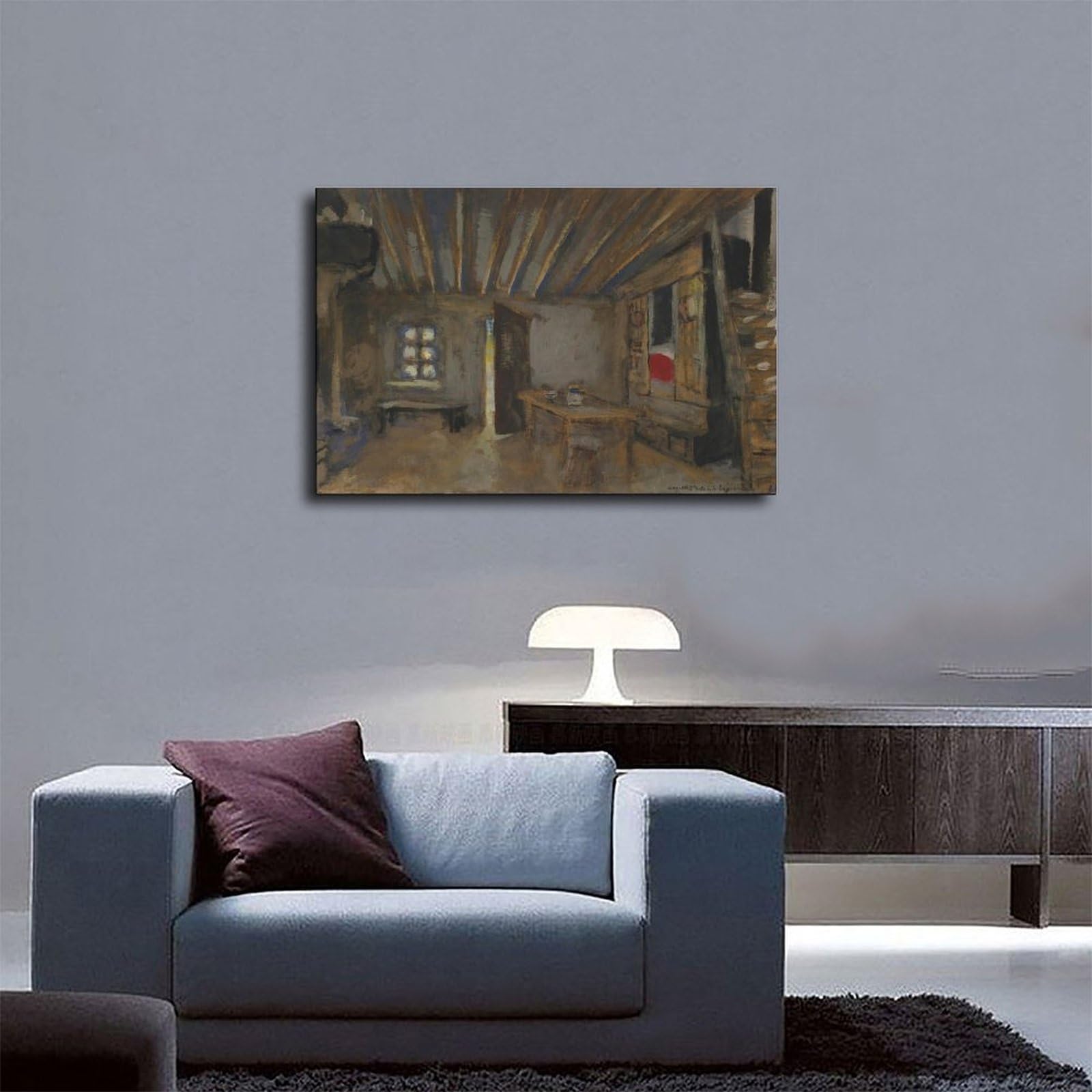 Poster su tela "Intérieur D'auberge, Maquette De Décor pour 'la Lépreuse" (1919), decorazione per camera da letto, idea regalo
