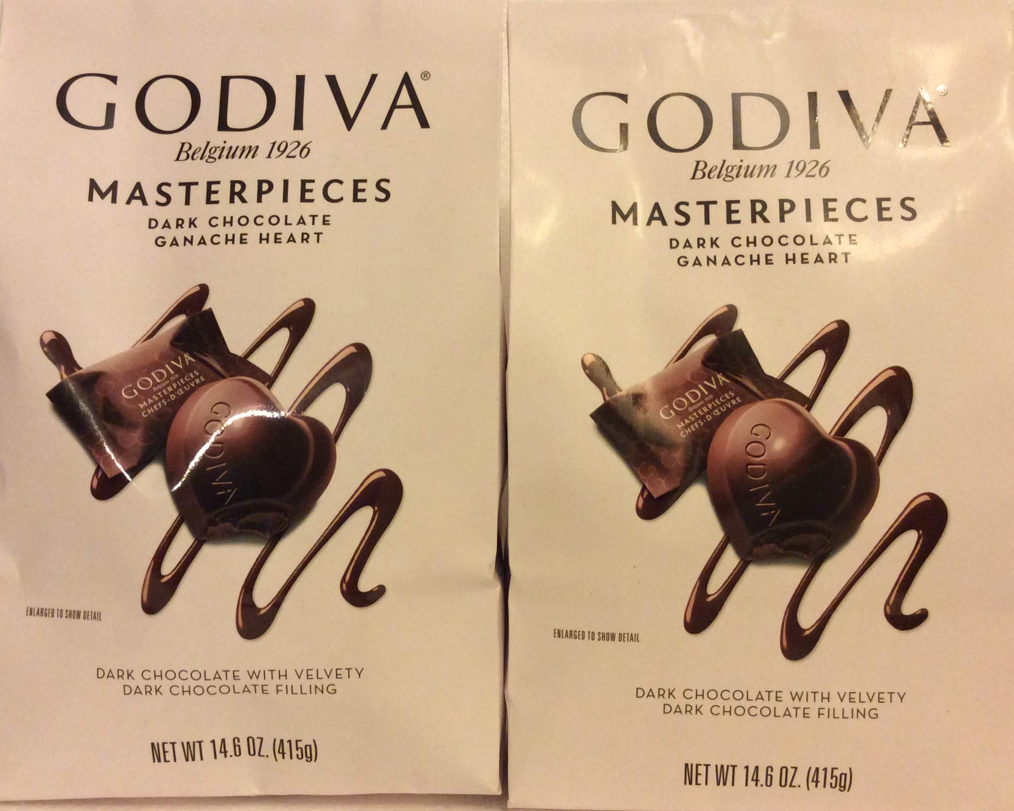 Godiva Belgium 1926 Masterpieces Dark Chocolate Ganache Heart 14.6 oz (2pack 14.6oz each)