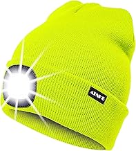 ATNKE LED Hat Illuminated Hat, USB Rechargeable Running Hat 4 LED Waterproof Warm Winter Light Headlamp Gifts for Men and Women