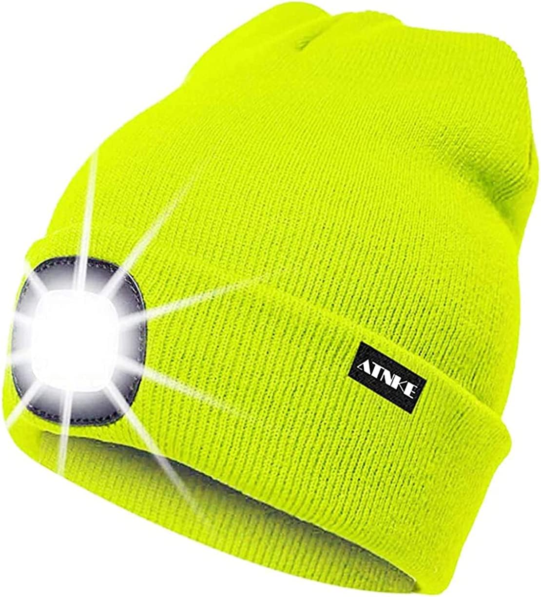 ATNKE LED Cappello Illuminato Berretto,USB Ricaricabile Cappello da Corsa 4 LED Impermeabile Luce Invernale Calda Lampada Frontale Regali per Uomo e Donna
