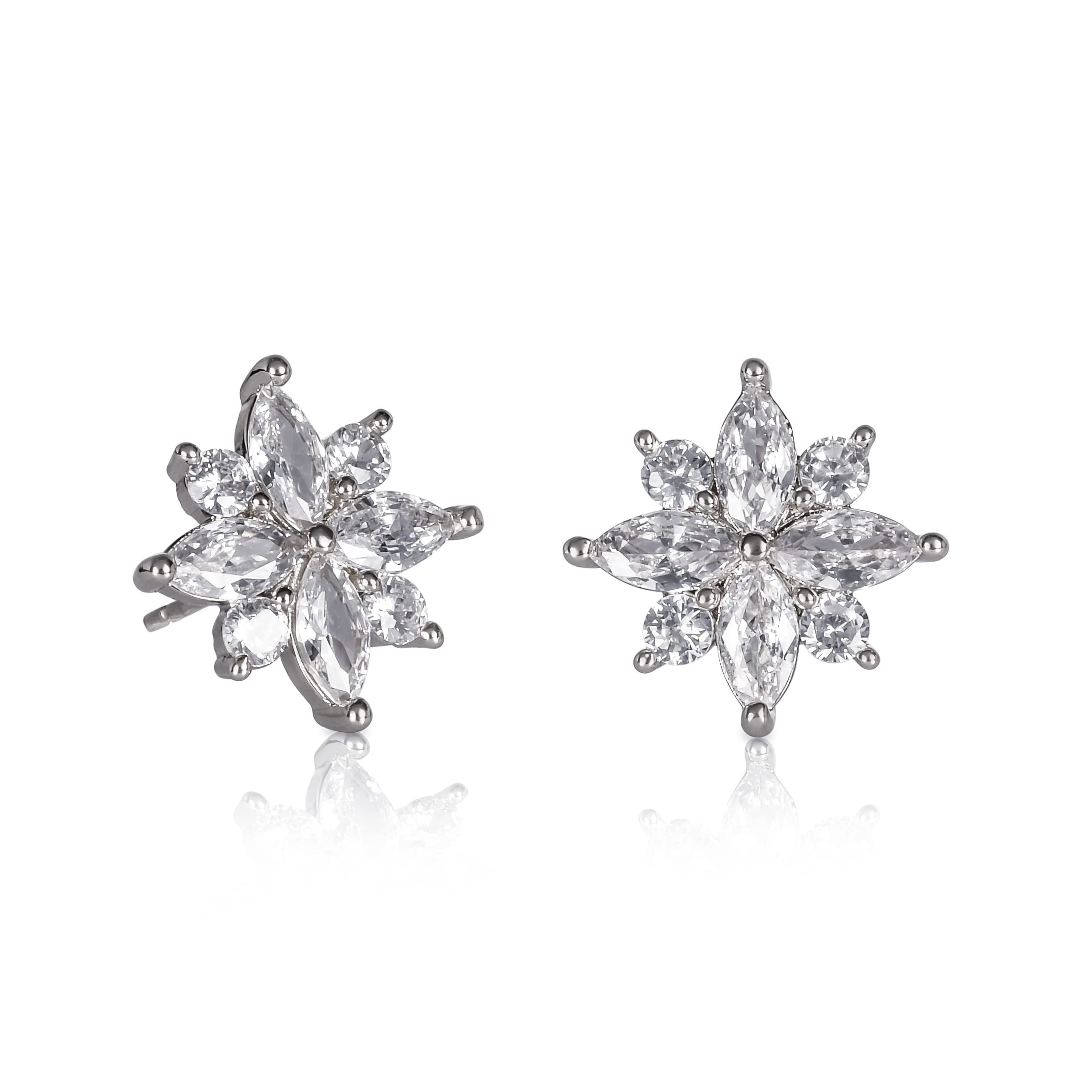 ZAVANALarge Cubic Zirconia Stud Earrings - Sparkling Statement Earrings for Women