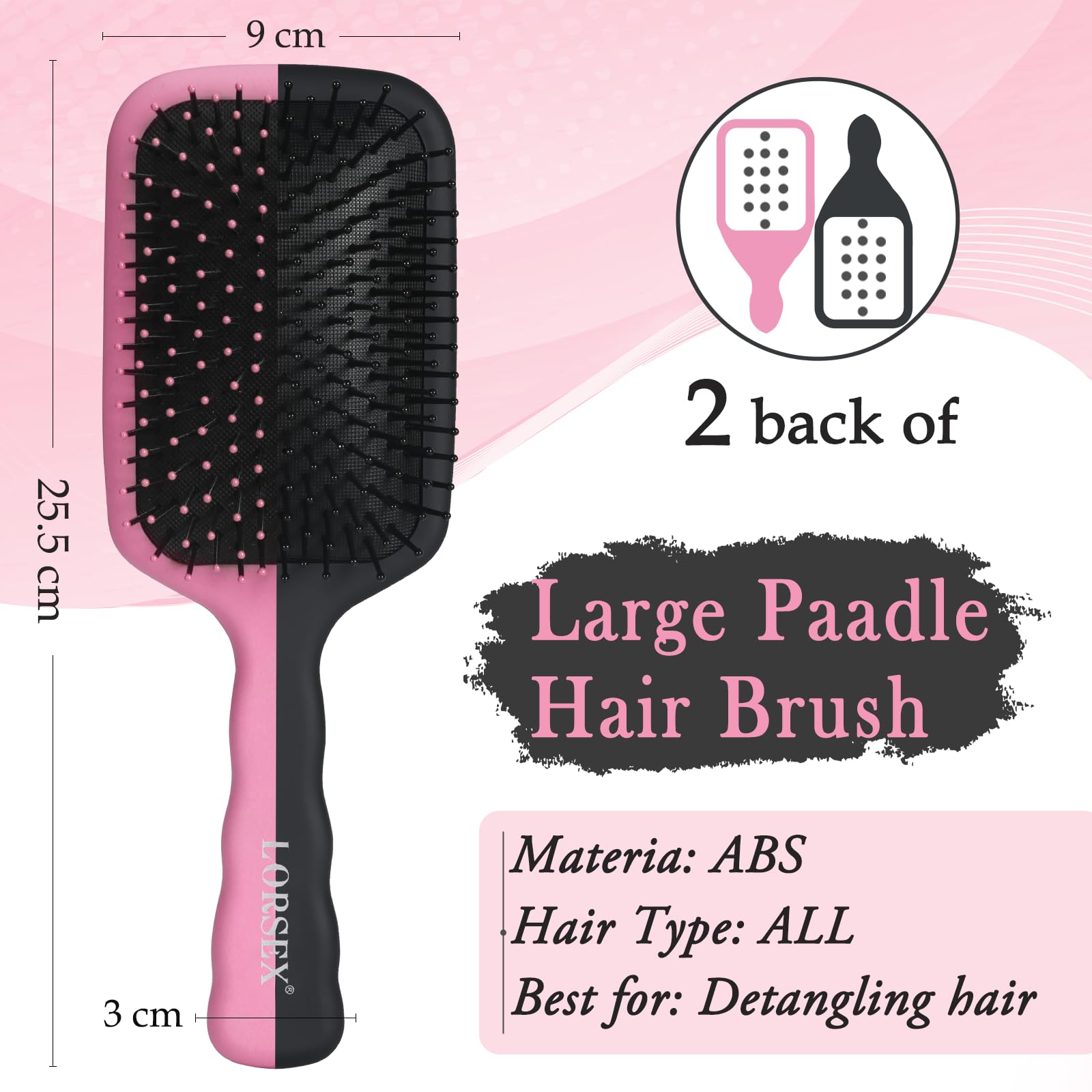 LORSEX 2 Pack Hair Brush - Image 2
