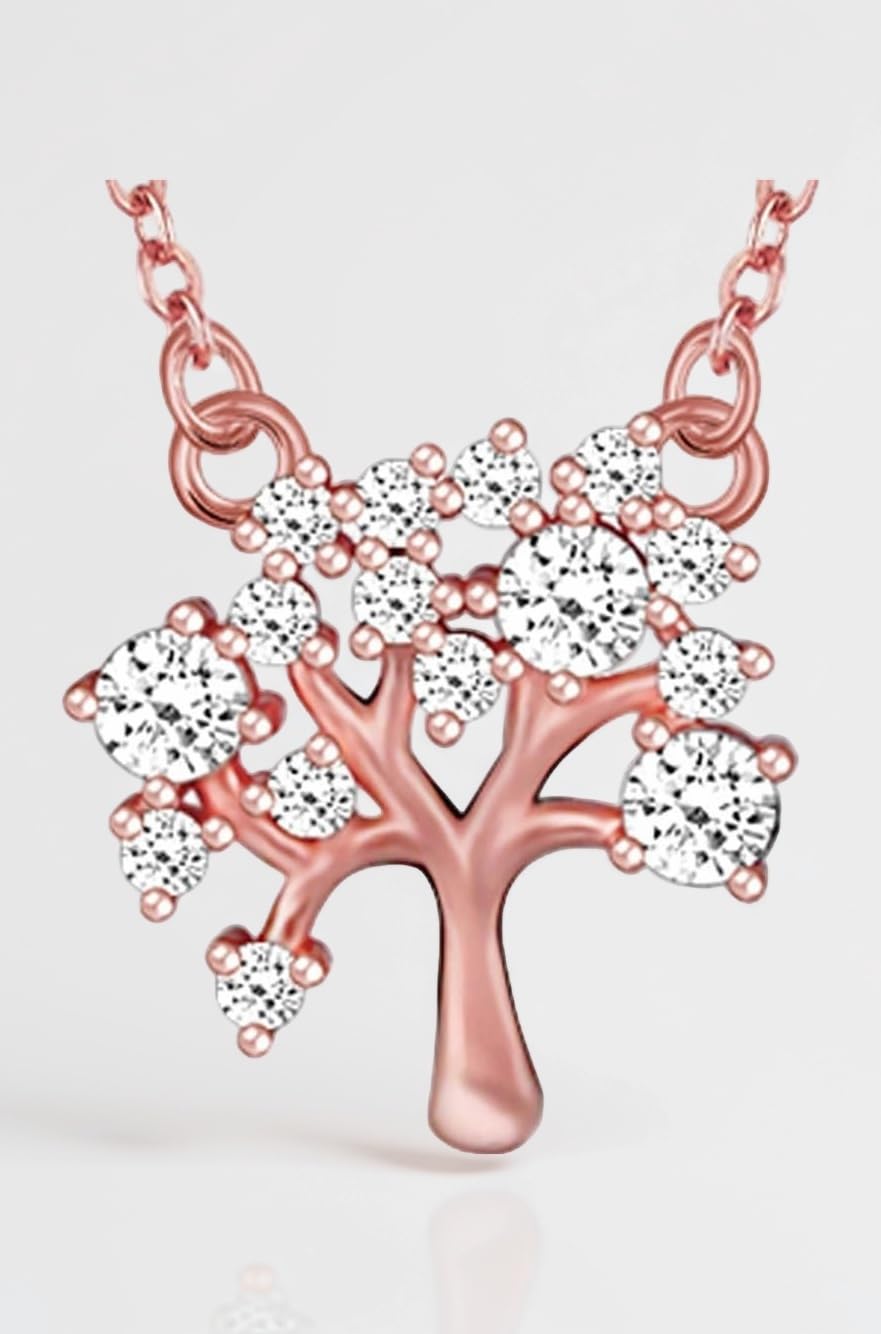 925 Silver Rose Gold Tree of Life Necklace| Pendant to Gift Women & Girls | With Certificate of Authenticity and 925 Stamp | 6 Months Warranty