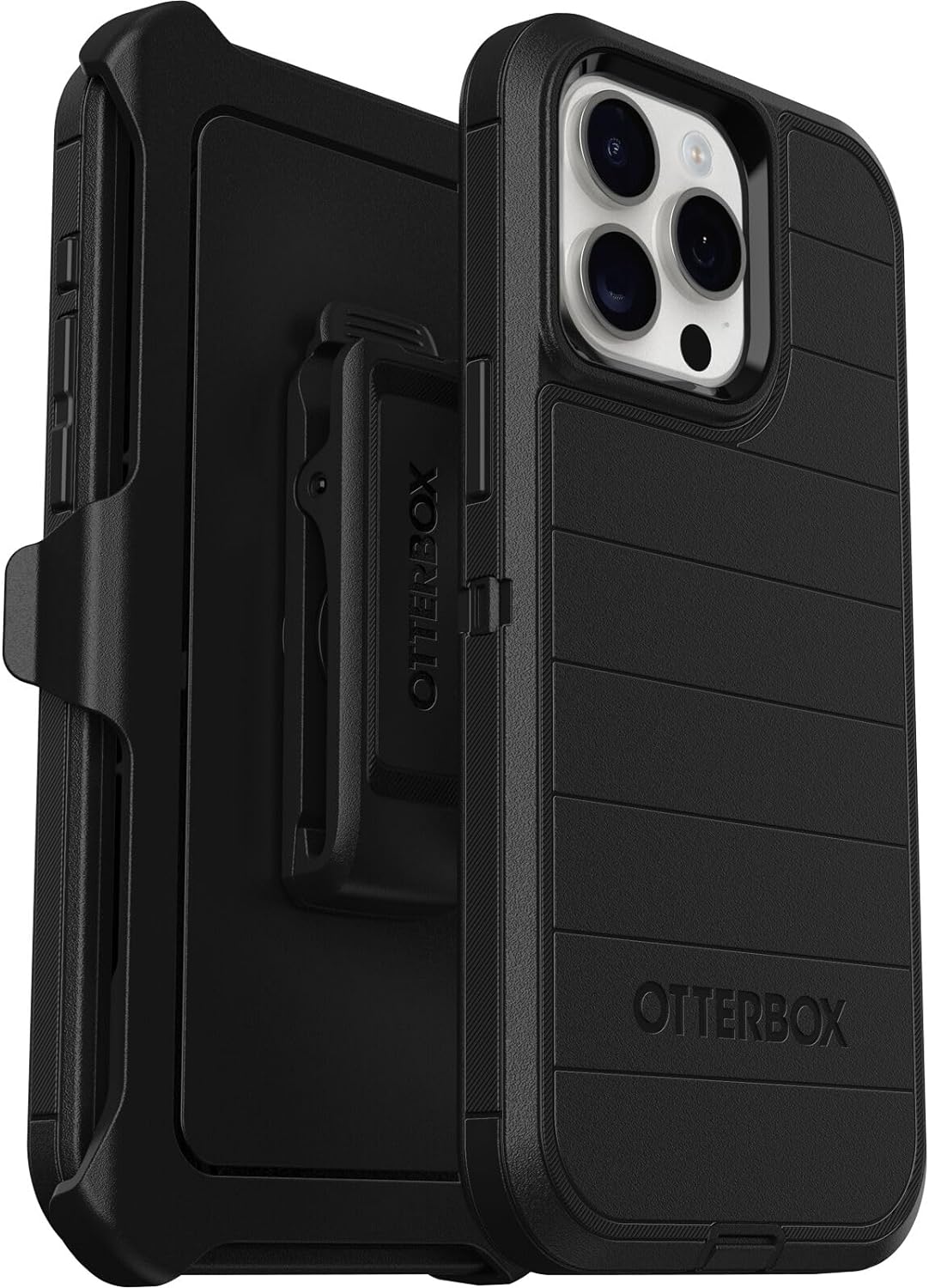 OtterBox iPhone 15 Pro MAX (Only) Defender Series Pro Case - Black, Screenless, Rugged & Durable, with Port Protection, Includes Holster Clip Kickstand