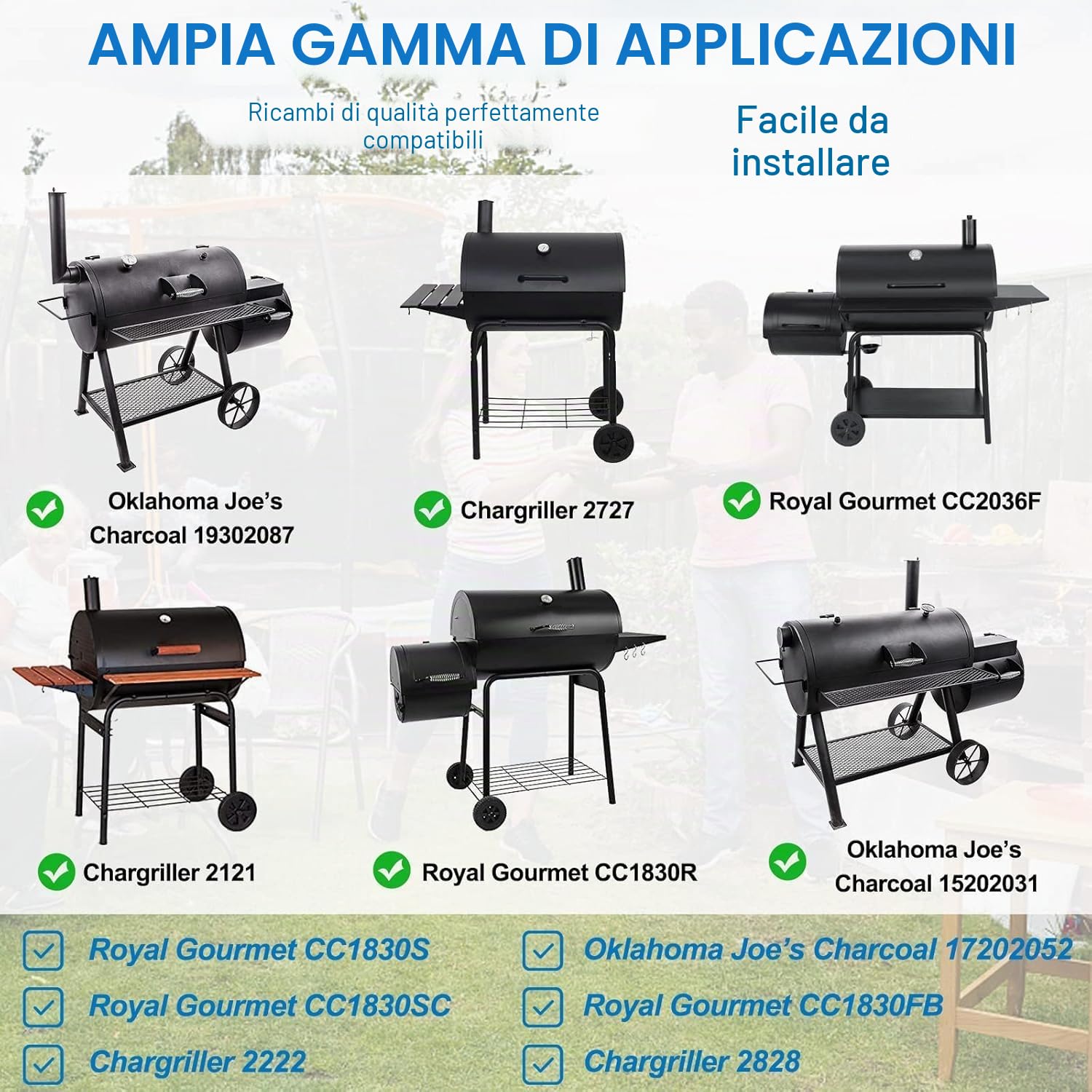 GFTIME Cenere regolabile da 60 a 90 cm, per Chargriller 5050 5072 5650 1224 1324 2121 2222 2123 E1224 barbecue a carbonella, per Oklahoma Joe, Royal Gourmet