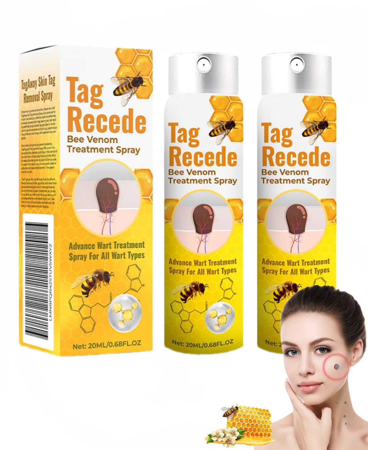 2PC Tag Recede Bee Venom, Tag Recede Bee Venom Treatment Spray, Tag Recede Bee Venom Spray, Tag Recede Bee Venom Treatment Spray