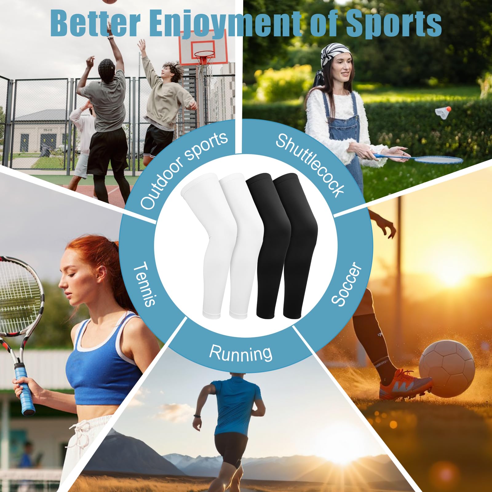 2 pares de calentadores de piernas para hombre, manga de compresión para hombre, protección solar larga, mangas de brazo, mangas de pierna para mujer, ciclismo, rodilleras, bicicleta para hombres y