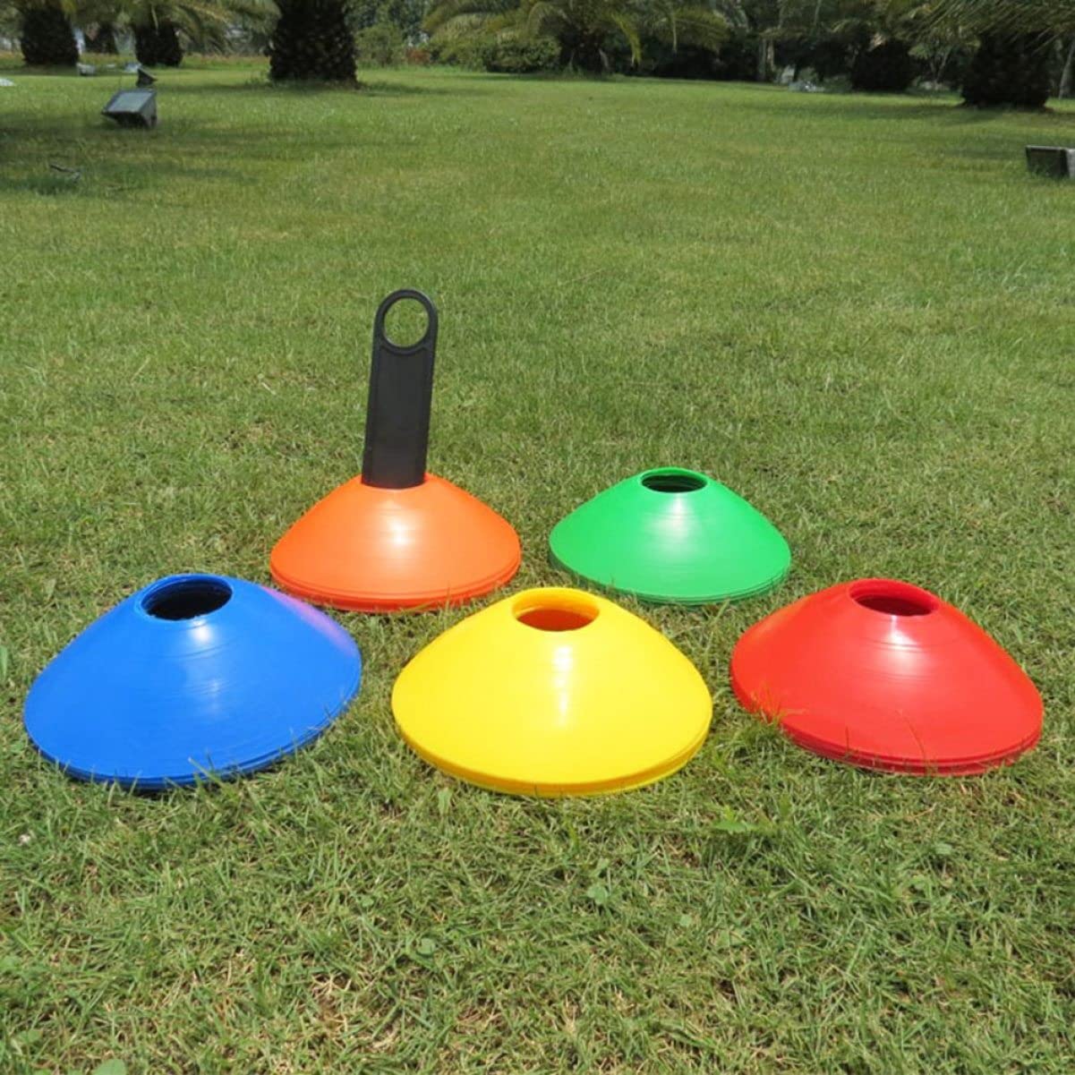 FOYTOKI 10Pcs Football Training Marker Tray Durable Red Disc Cones for Soccer Training for Drills and Exercises for and Athletes