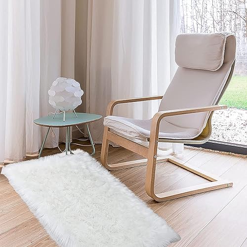 CAROMIO Alfombras de piel sintética de oveja alfombra suave y esponjosa para interiores para dormitorio alfombra de cama alfombra larga y sedosa de