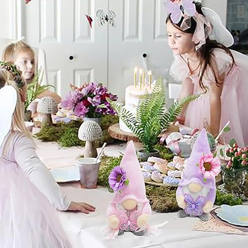Miniatura 5 de Juego de 2 gnomos de mariposa de verano, decoración de primavera, flores rústicas, hechas a mano, escandinavo Tomte, regalo para el hogar, cocina,