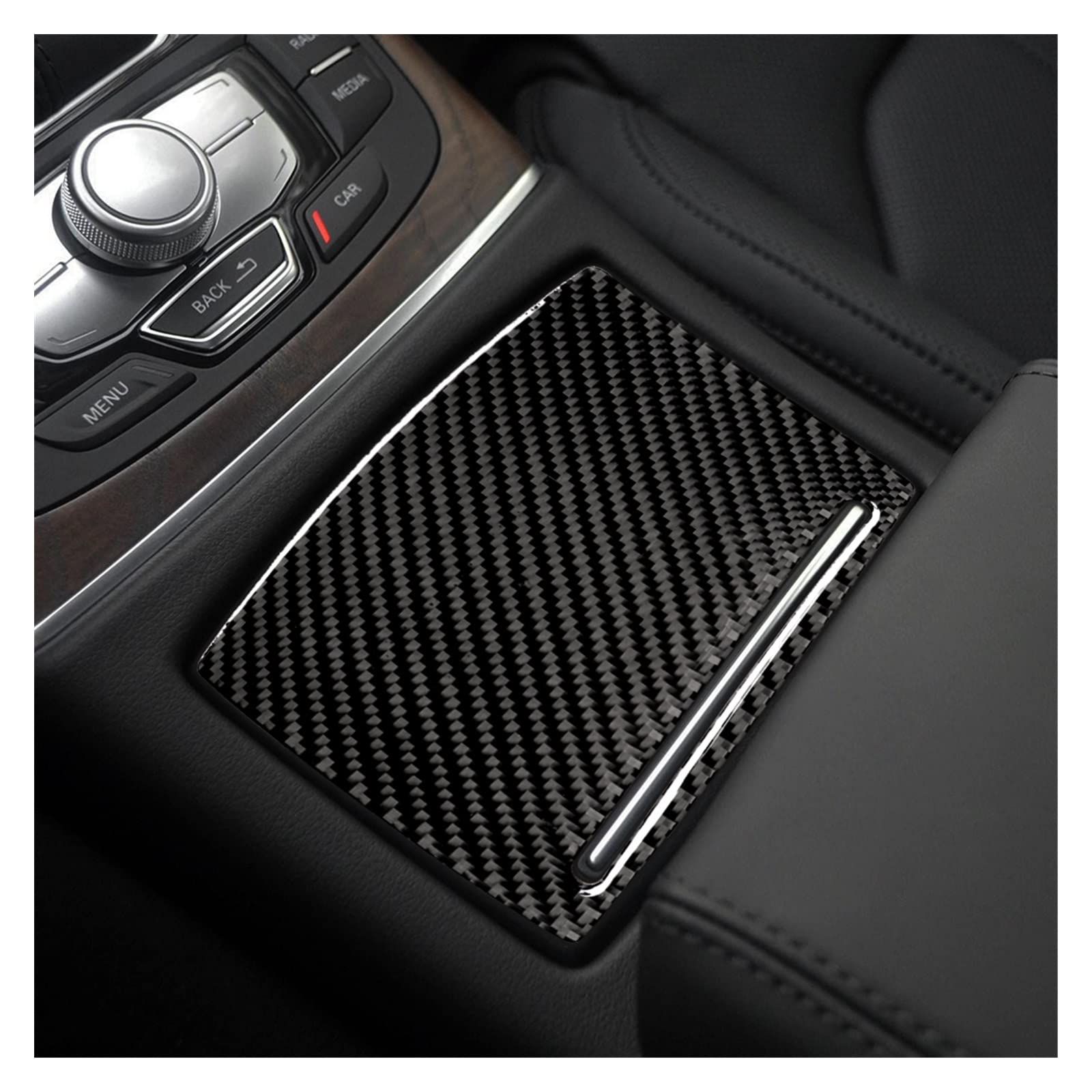 Wnętrze samochodu Panel kubka na wodę z włókna węglowego kalkomania pokrywa tapicerka pasuje do Audi A6 S6 C7 A7 S7 4G8 2012-2018 Auto akcesoria do wykończenia osłona naklejek zestawy