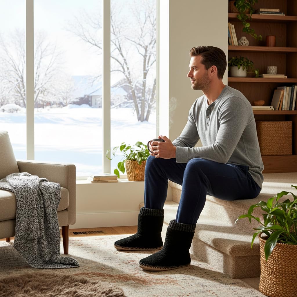 cosyone1997 Cozy Boot Slippers for Men Indoor, Fuzzy House Shoes with Non Slip Gripper Soles, Soft Warm Moccasin Socks, Winter Gifts for Christmas Unique - Image 3