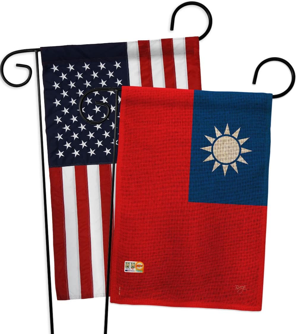 Taiwan Burlap Garden Flags Pack Regional Nationality Nation International World Country Particular Area USA Applique Small Decorative Gift Yard House Banner Double-Sided Made In 13 X 18.5