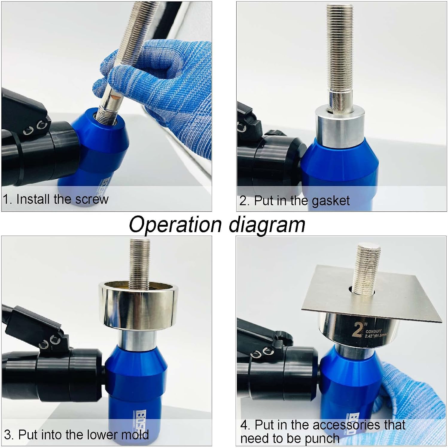 IBOSAD Hydraulic Knockout Hole Punch Driver Kit 1/2 to 2 inch Electrical Conduit Hole Cutter Set KO Tool Kit Metal Sheet Puncher, Punch Dies be Seconday Cutter