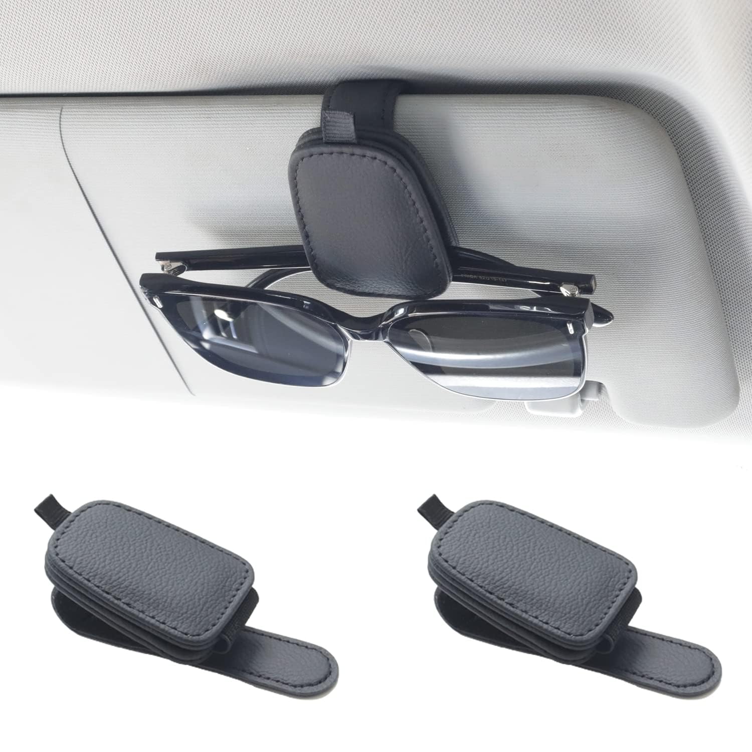 QIZUN 2 Pcs Car Sunglasses Holder for Audi A5 B9 F5 Sportback 5-door, Visor Glasses Mount Clip Magnetic Leather Premium Interior Organizer Accessories