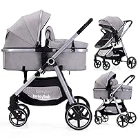 Vista 10 de Cochecito de bebé 2 en 1 – Cochecito plegable para recién nacidos con asiento reversible – Cochecitos para niños pequeños de 0 a 36 meses