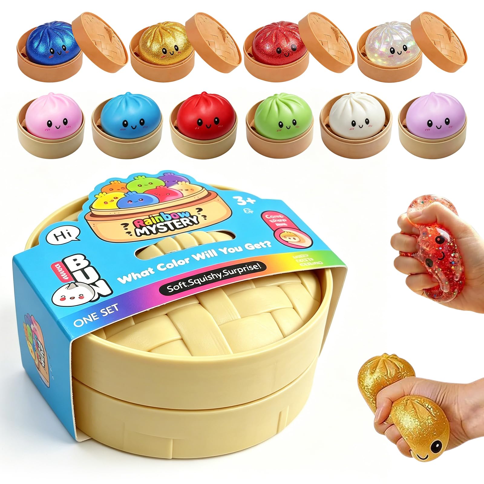 Random Dumpling Squishys Mystery Boxs - 10 Colors Random Mystery Dumplings Squishies Glitter Dumplings Stress Balls for Classroom Prizes Birthday Gifts Party Favors — image 1