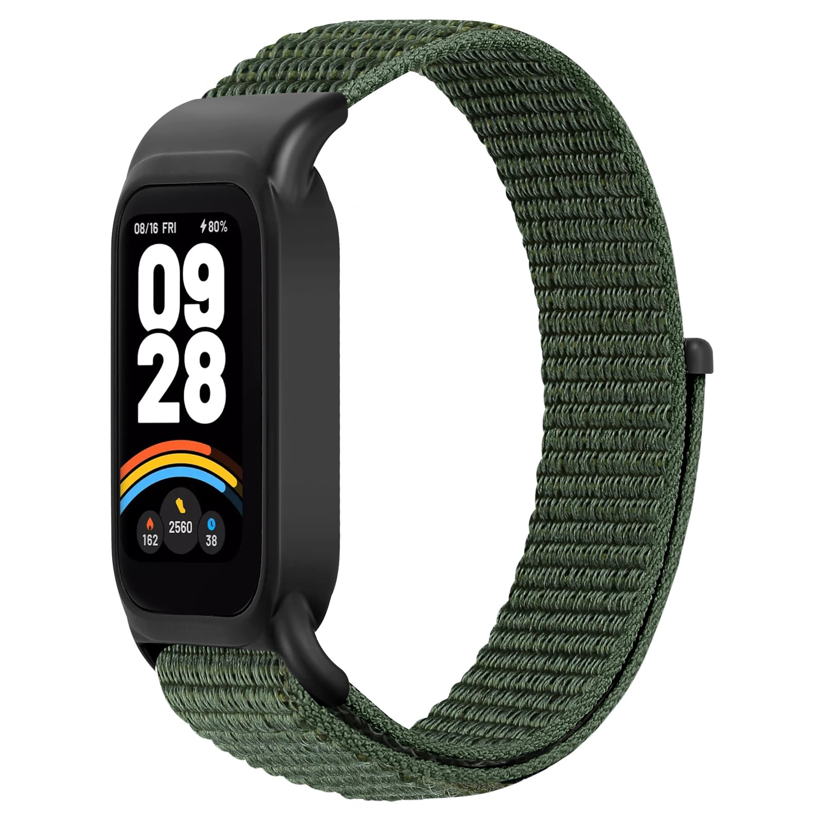 Huamanlou Nylon Strap Compatible with Xiaomi Smart Band 9 Active/Redmi Smart Band 3, Adjustable Sport Loop Replacement Wristband for Xiaomi Smart Band 9 Active
