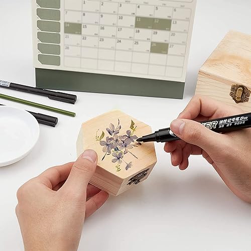 Miniatura 5 de GORGECRAFT 2 cajas de madera sin terminar hexagonal, caja de almacenamiento de madera con tapa con bisagras y cierre frontal para bricolaje,