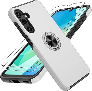 Gritup for Galaxy A16 Case with HD Screen Protector×2,Shockproof Phone Case with 360° Magnetic Ring Holder Kickstand Phone Case for Galaxy A16,Gray
