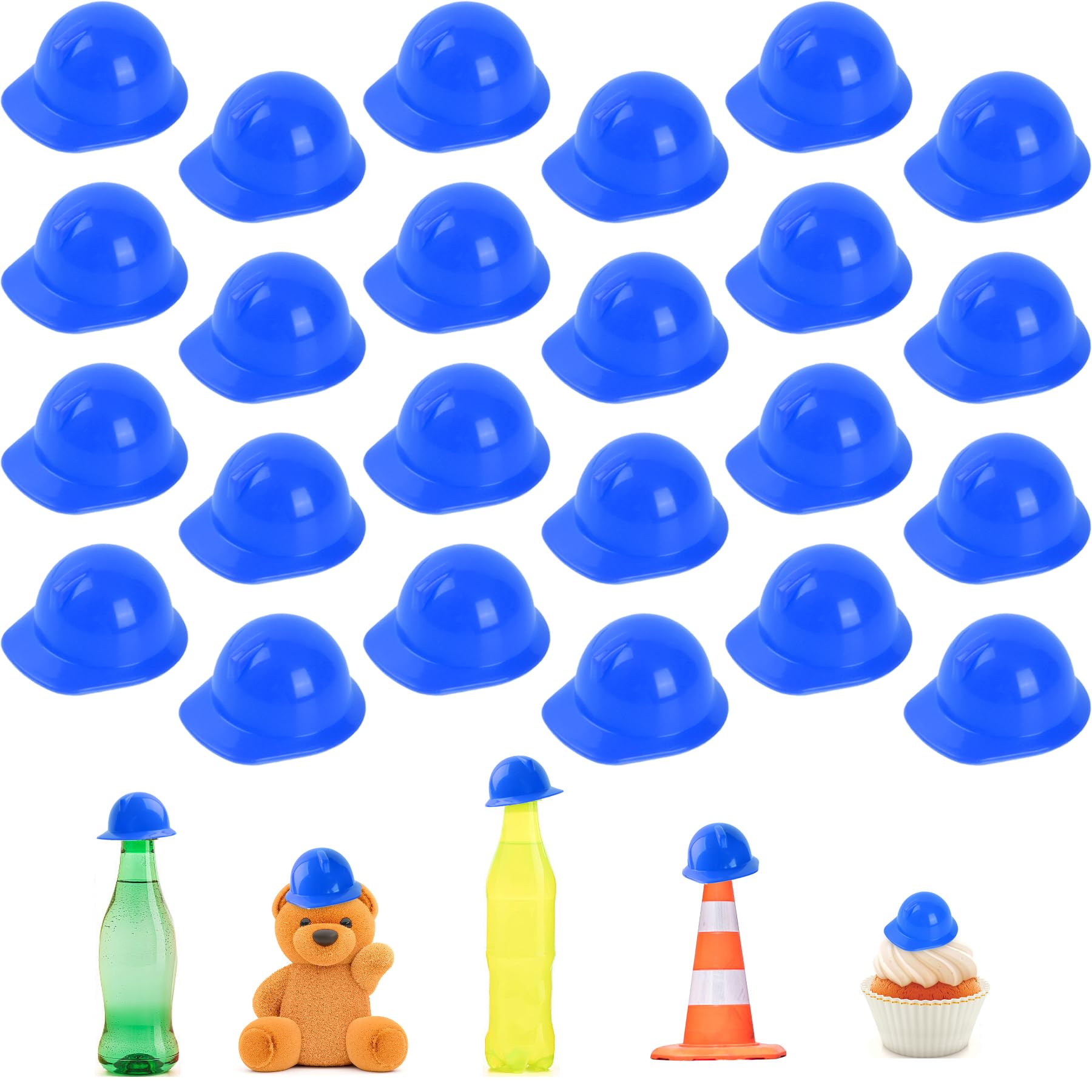 Redvigh Miniature Construction Hat 25Pcs, Mini Construction Doll Hats Plastic Miniature Bottle Topper Hats for Party